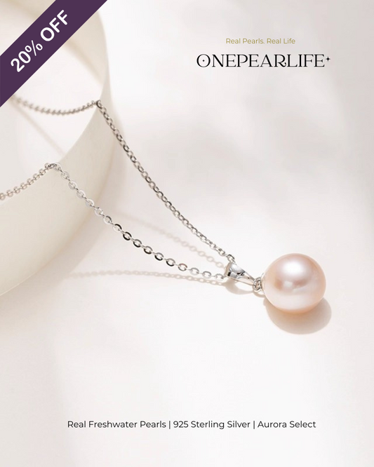 Aeliana – AAA Quality Oval Freshwater Pearl Pendant Necklace | 8–9mm | 925 Sterling Silver Onepearlife