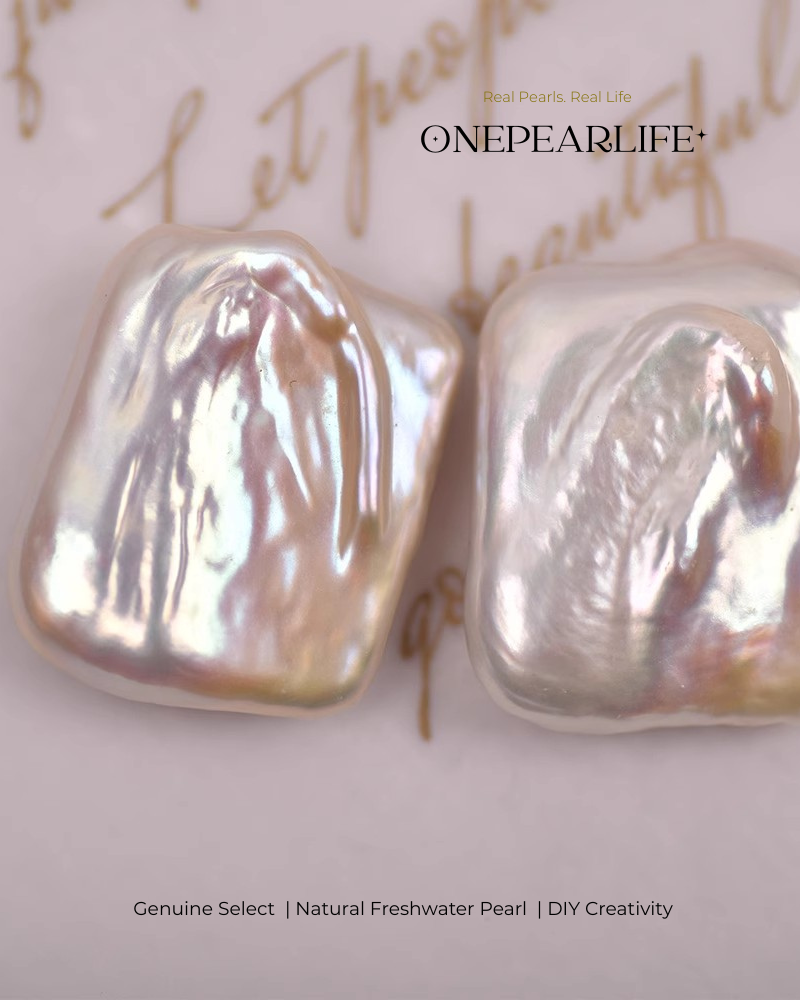 White Real Baroque Rectangular Freshwater Pearl