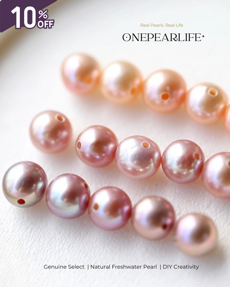 AAA Quality Natural Freshwater Multicolor Round Pearl Beads – DIY Earrings, Bracelet & Necklace Jewelry Making Supplies (Per Pair)