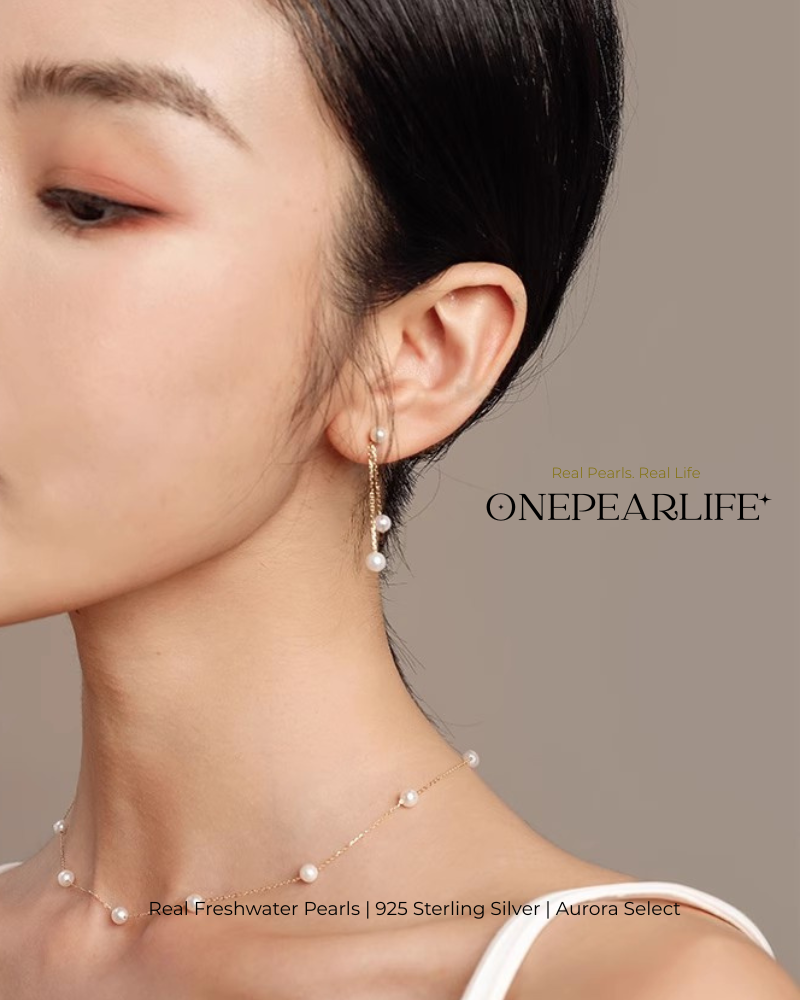 Amira – AAA Quality Natural Freshwater Double Pearl Drop Earrings | Small 4–4.5mm, Large 5–5.5mm | 18K Gold Vermeil