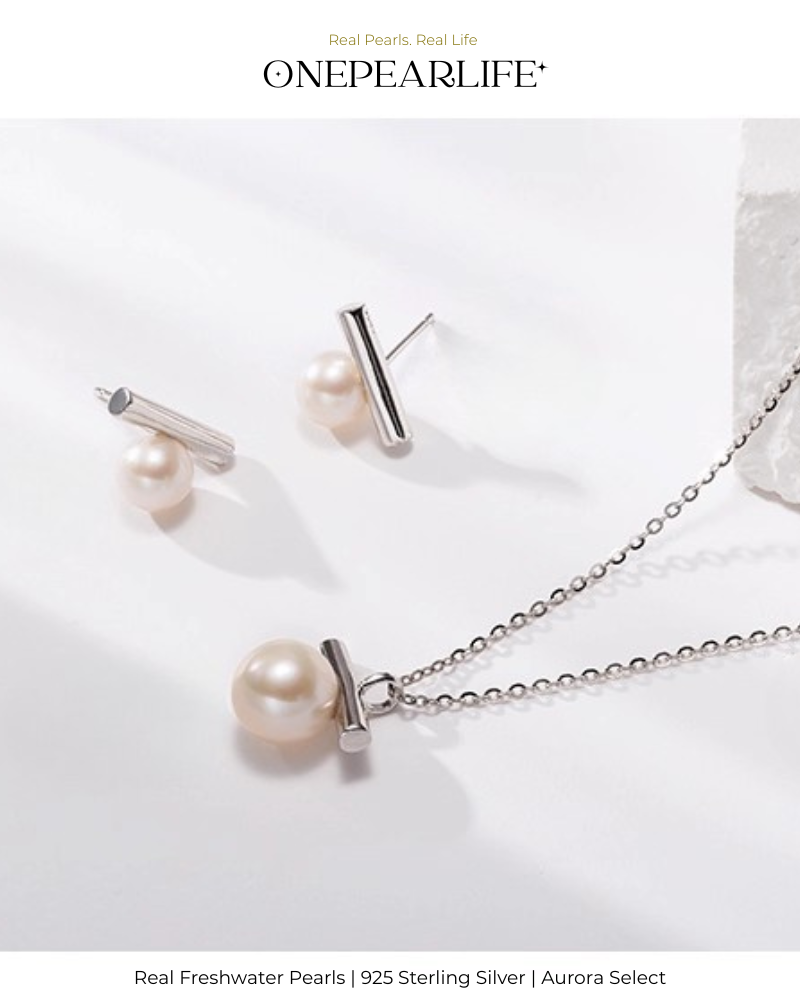 Ardella – AAA Quality Freshwater Pearl 2-Piece Jewelry Set | Necklace & Stud Earrings (Necklace 8–8.5mm, Earrings 6–6.5mm, 925 Sterling Silver)