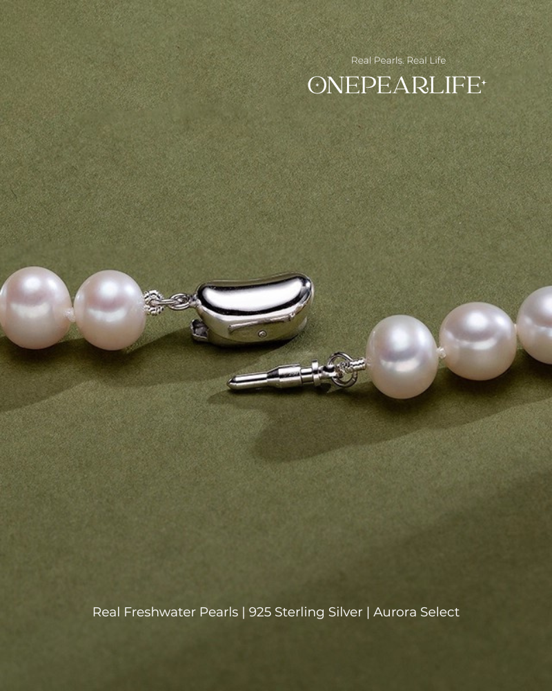 Aurelia – AAA Quality Round Aurora Natural Freshwater Pearl Necklace | 7–9.5mm | 925 Sterling Silver