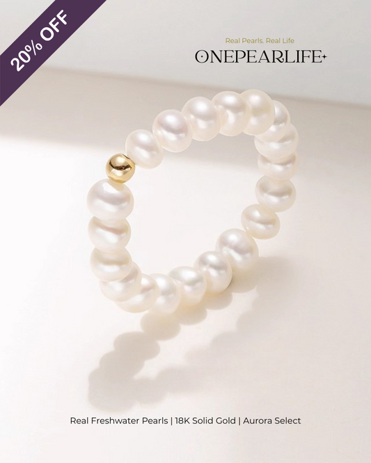 Nivara – AAA Quality Natural Freshwater Pearl Adjustable Ring | 3–3.5 mm | 18K Gold Onepearlife