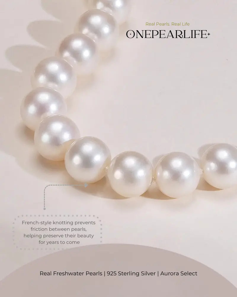 Auris – AAA Quality White Freshwater Pearl Bracelet | 8–8.5 mm | 925 Sterling Silver with Ingots Clasp Onepearlife