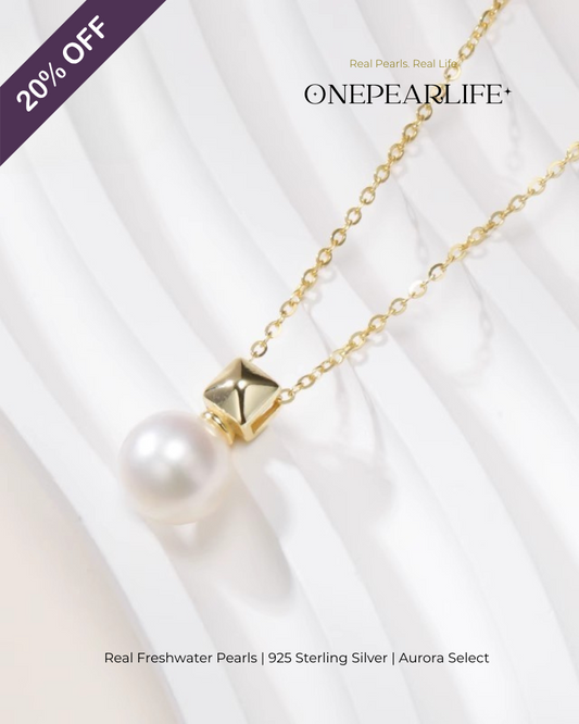 Aveline – AAA Quality Natural Freshwater Pearl Necklace | 8–8.5mm | 18K Gold Vermeil Pendant Onepearlife