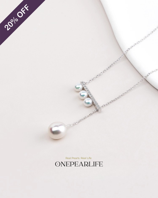 BalanceBeam Multi – AAA Quality Natural Freshwater Teardrop Pearl Pendant | 4–8.5mm | 925 Sterling Silver KELLYMARS