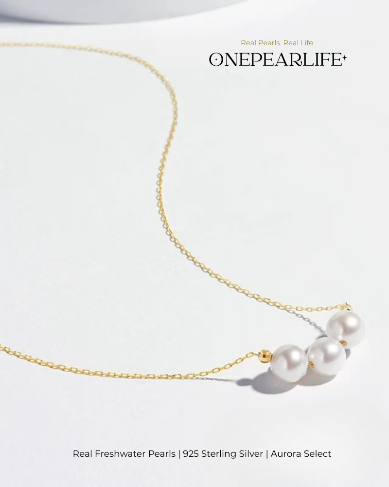 Elena – AAA Quality Natural Freshwater Pearl Pendant Necklace | 6–6.5mm | 925 Sterling Silver & 18K Gold Vermeil