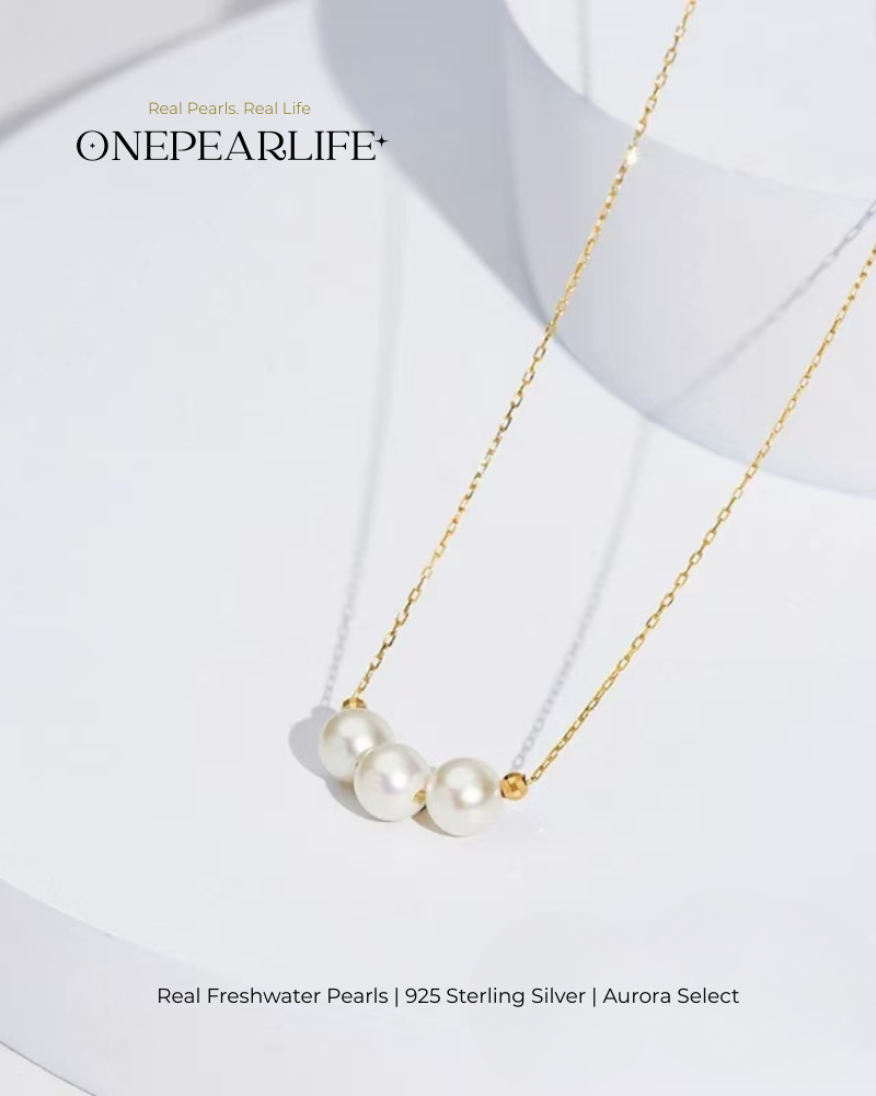 Elena – AAA Quality Natural Freshwater Pearl Pendant Necklace | 6–6.5mm | 925 Sterling Silver & 18K Gold Vermeil