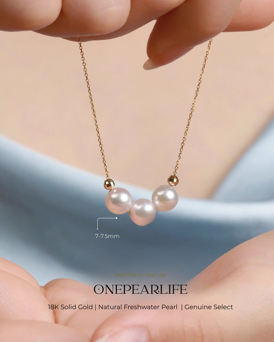Elena – AAA+ Quality Japanese Akoya Pearl Pendant Necklace | 6–6.5mm | 18K Solid Gold Onepearlife