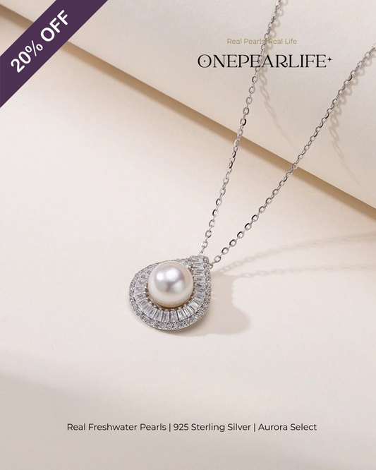 Evara – AAA Quality Natural Freshwater Sparkling Pearl Pendant | 8–8.5mm | 925 Sterling Silver Onepearlife