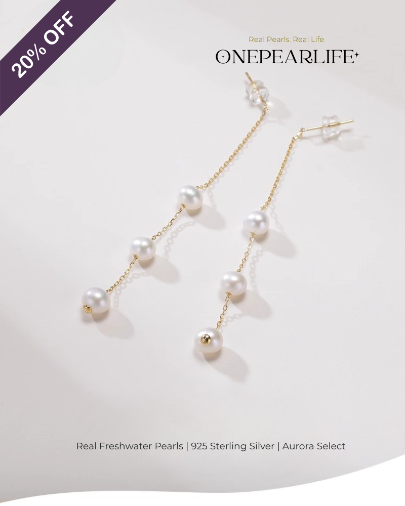 Faye – AAA Quality Natural Freshwater Pearl Drop Threader Earrings | 6–6.5mm | 18K Gold Vermeil