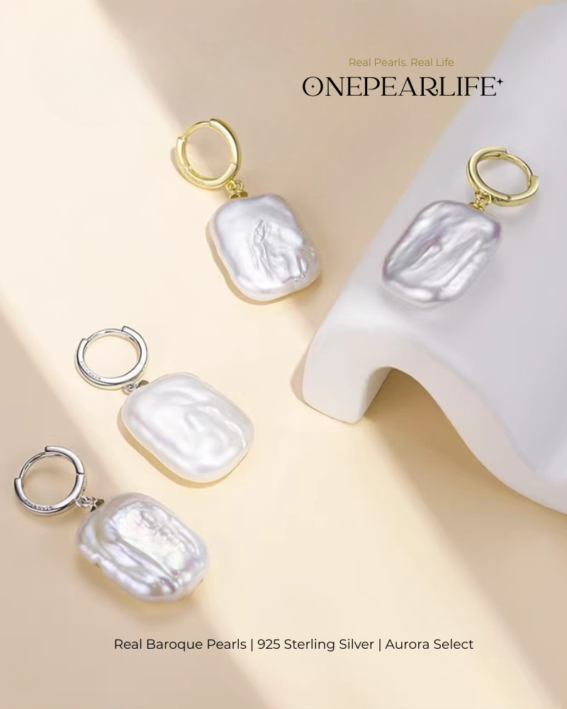 Isla – AAA Quality Natural Baroque Pearl Earrings | 19×14mm | 18K Gold Vermeil or 925 Sterling Silver