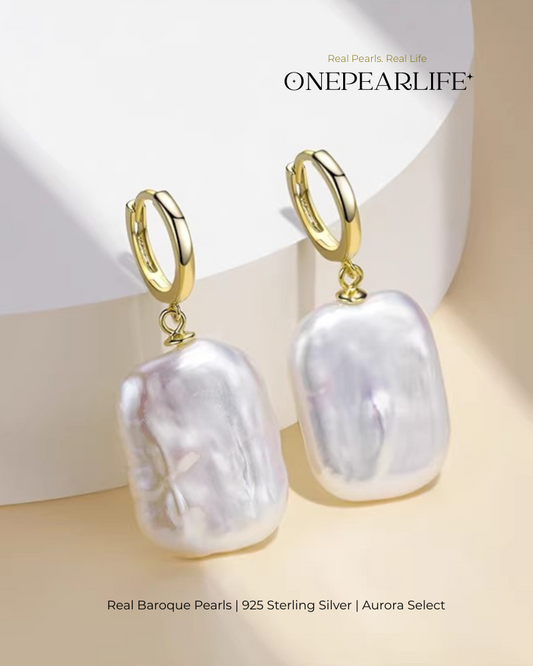 Isla – AAA Quality Natural Baroque Pearl Earrings | 19×14mm | 18K Gold Vermeil or 925 Sterling Silver Onepearlife