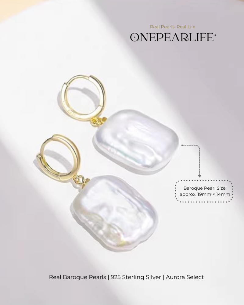 Isla – AAA Quality Natural Baroque Pearl Earrings | 19×14mm | 18K Gold Vermeil or 925 Sterling Silver