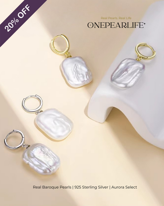 Isla – AAA Quality Natural Baroque Pearl Earrings | 19×14mm | 18K Gold Vermeil or 925 Sterling Silver Onepearlife