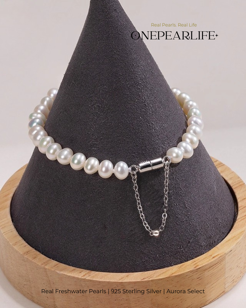 Luma – AAA Quality White Freshwater Pearl Bracelet | 5–5.5mm | 925 Sterling Silver