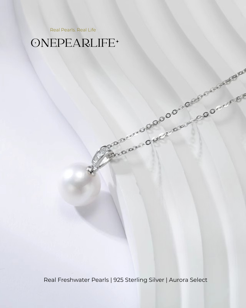 Luna – AAA Quality Natural Freshwater Round Pearl Pendant | 9–9.5mm | 925 Sterling Silver Onepearlife