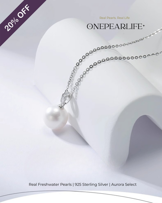 Luna – AAA Quality Natural Freshwater Round Pearl Pendant | 9–9.5mm | 925 Sterling Silver Onepearlife