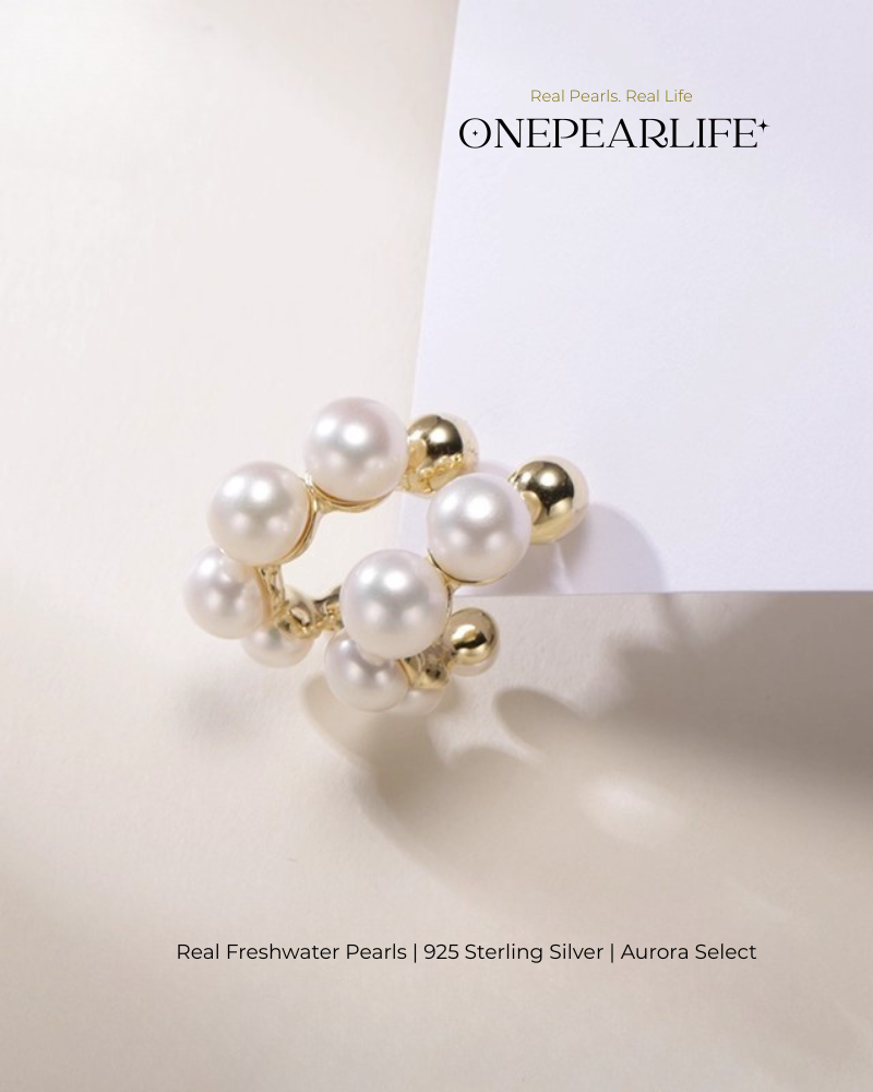 Mila – AAA Quality Natural Freshwater White Bun Pearl Hook Earrings | 4–5.5mm | 18K Gold Vermeil
