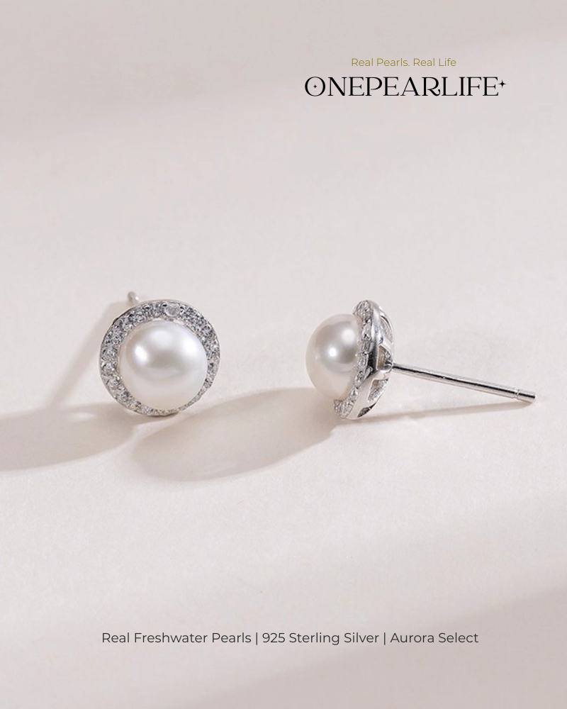 Momo – AAA Quality Natural Freshwater Bun-Shaped Pearl Stud Earrings | 6–6.5mm | 925 Sterling Silver or 18K Gold Vermeil