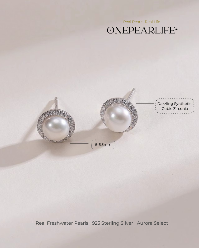 Momo – AAA Quality Natural Freshwater Bun-Shaped Pearl Stud Earrings | 6–6.5mm | 925 Sterling Silver or 18K Gold Vermeil