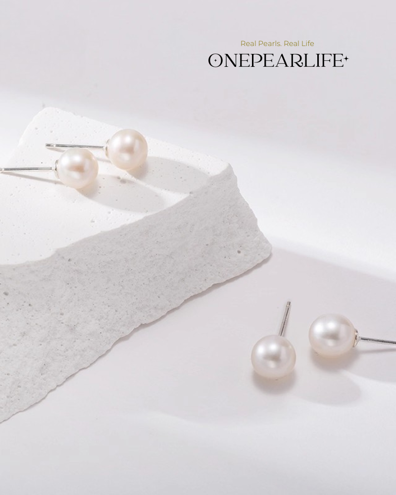 Nina – AAA Quality White Freshwater Pearl Stud Earrings | 3–9.5mm | 925 Sterling Silver