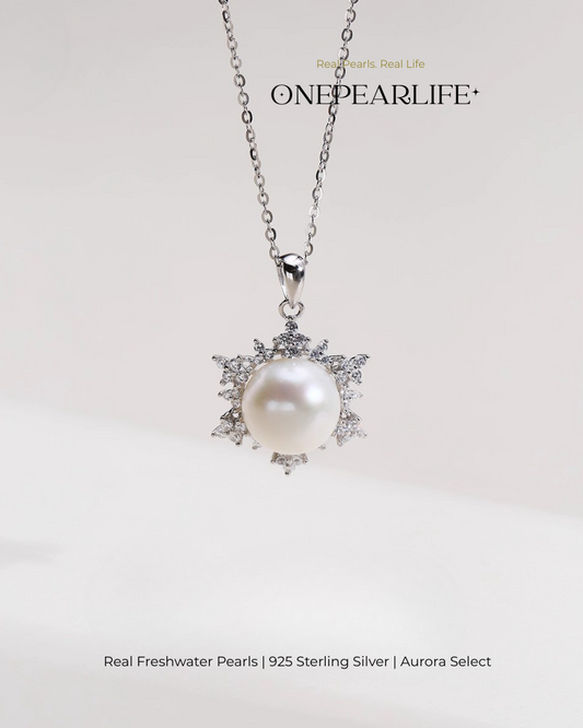 Nivea – AAA Quality Natural Freshwater Snow Pearl Pendant | 9–9.5mm | 925 Sterling Silver Onepearlife