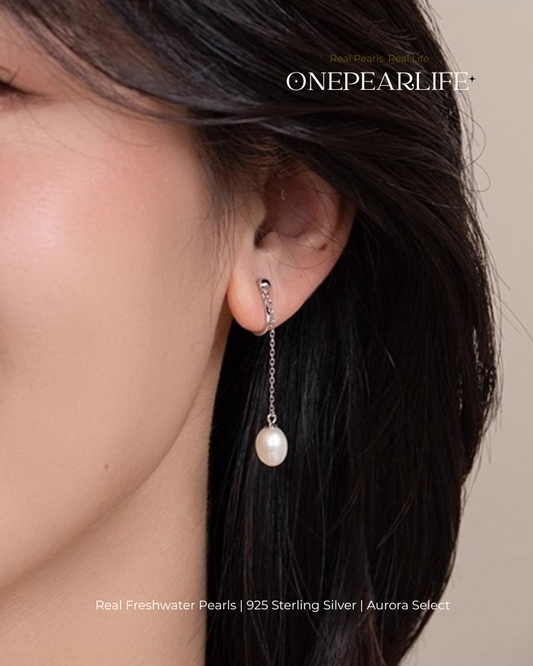 Nola – AAA Quality Natural Freshwater Oval Pearl Tassel Clip-On & Threader Earrings | 7–7.5mm | 925 Sterling Silver Onepearlife