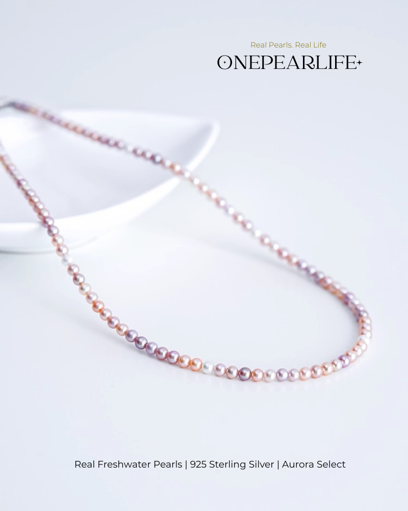 Nova – AAA Quality Natural Multi-Color Mini Freshwater Pearl Necklace | 3–3.5mm | 925 Sterling Silver