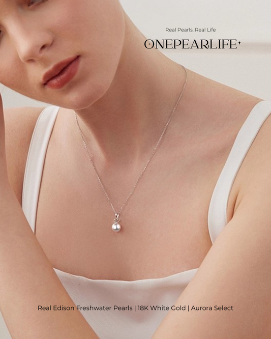 Regalia – AAA+ Natural Edison Pearl Crown Pendant Necklace | 18K White Gold | 9–9.5mm Onepearlife