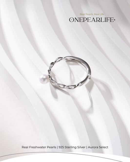 Selara – AAA Quality Natural Freshwater Pearl Adjustable Open Ring | 4–4.5 mm | 925 Silver Onepearlife