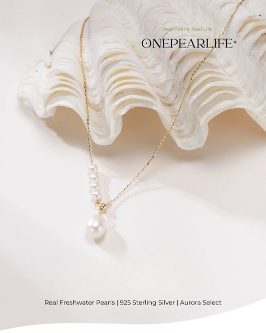 Serenity – AAA Quality 18K Gold Vermeil Natural Freshwater Oval Pearl Pendant | 4×9.5mm Onepearlife