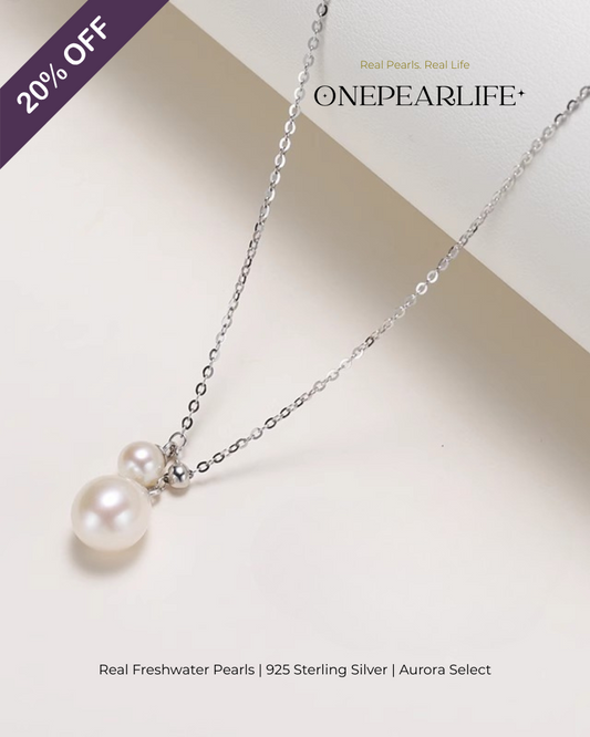 Serina – AAA Quality Double Freshwater Pearl Adjustable Pendant Necklace | 4–9.5mm | 925 Sterling Silver Onepearlife