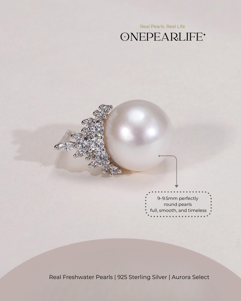 Shira – AAA Quality Natural Freshwater White Shimmer Pearl Earrings | 9–9.5mm | 925 Sterling Silver