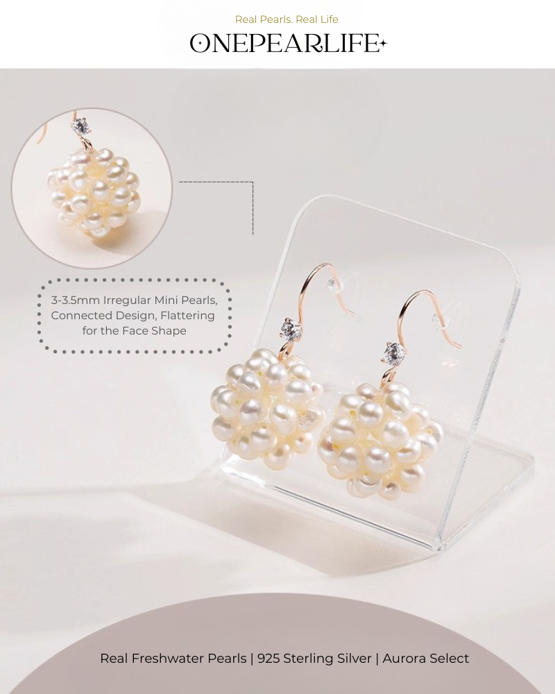Aeris – 3–5.5mm Natural Freshwater Dangling Pearl Earrings in 18K Gold Plated