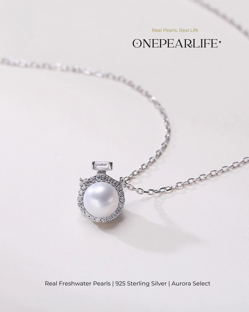 Soria – AAA Quality Natural Freshwater Oval Pearl Necklace | 6–6.5mm | 925 Silver Chain, 18K Gold Vermeil Pendant