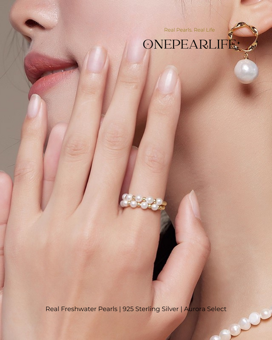 Velira – AAA Quality Natural Freshwater Pearl Adjustable Ring | 3–3.5 mm | 18K Gold Vermeil Onepearlife