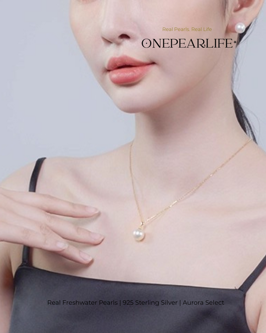Viona – AAA Quality Natural Freshwater Round Pearl Pendant | 9–9.5mm | 18K Gold Vermeil Onepearlife