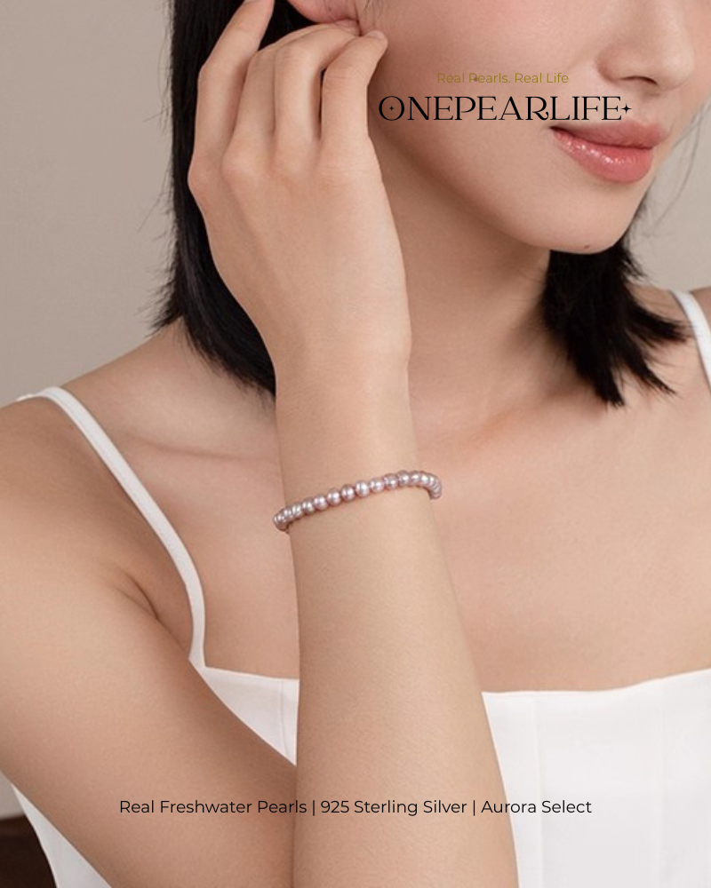 Viora – AAA Quality Light Purple Freshwater Pearl Bracelet | 7–7.5 mm | 925 Sterling Silver