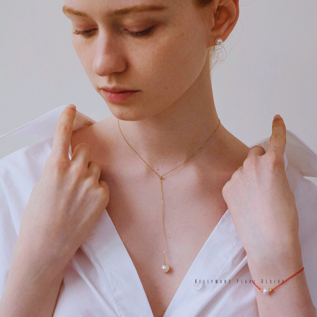 18K gold real pearl necklace comfortable for daily wear