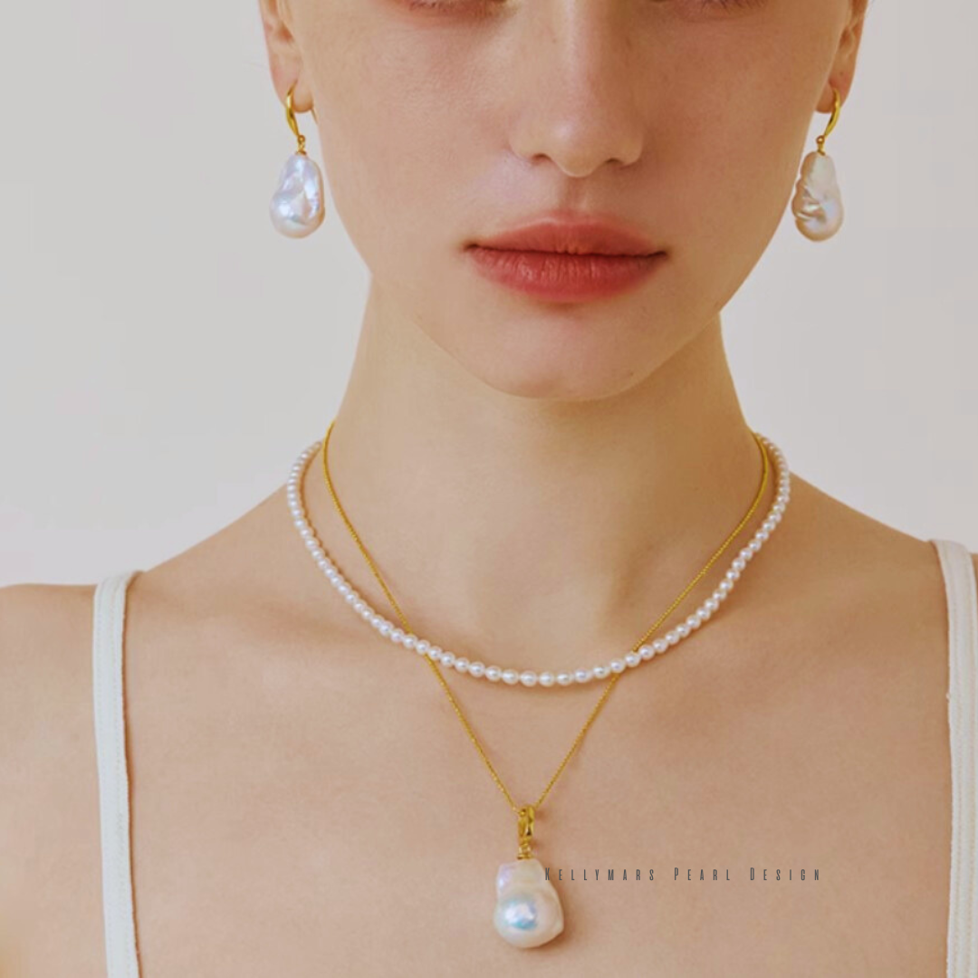 Muse – 14–16mm Baroque Pearl Pendant Necklace in 18K Gold Plated