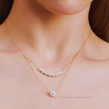 Azumi – 5–8.5mm 18K Solid Gold Japanese Akoya Seawater Designer Pearl Necklace