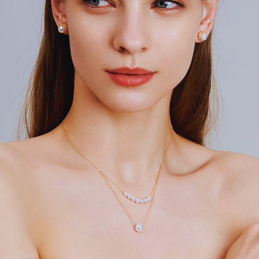 Azumi – 5–8.5mm 18K Solid Gold Japanese Akoya Seawater Designer Pearl Necklace