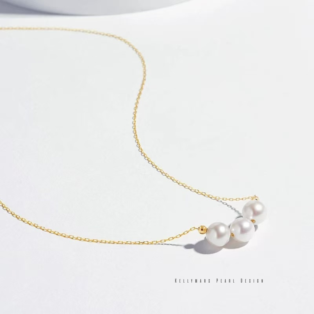 Mira – 5–7.5mm Japanese Akoya Pearl Pendant Necklace in 18K Solid Gold