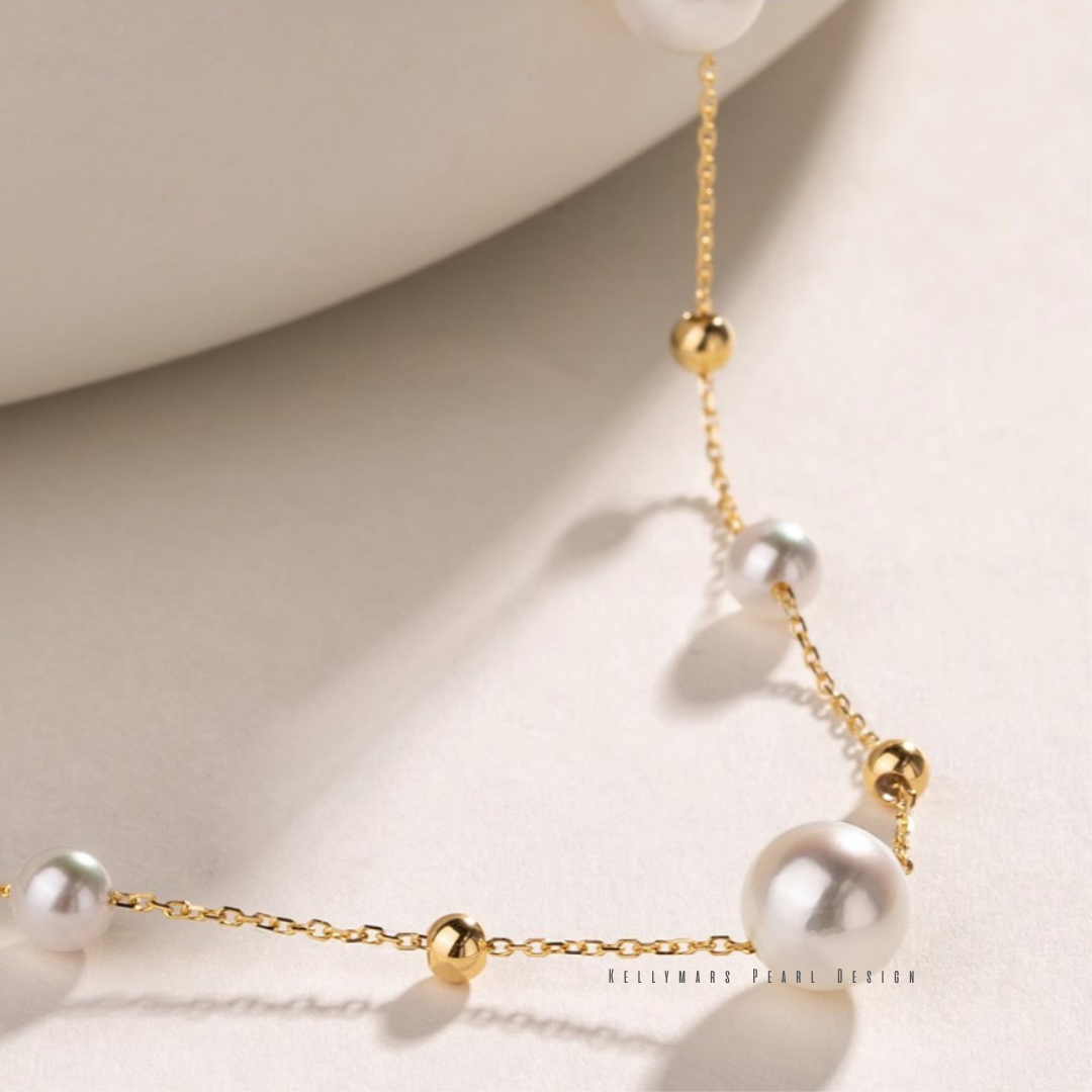 Hope – 4–6.5mm Japanese Akoya Pearl Necklace in 18K Solid Gold