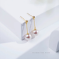 Japanese Akoya pearl dangling earrings in 18K solid gold, real pearl earrings for weddings or dainty everyday luxury.