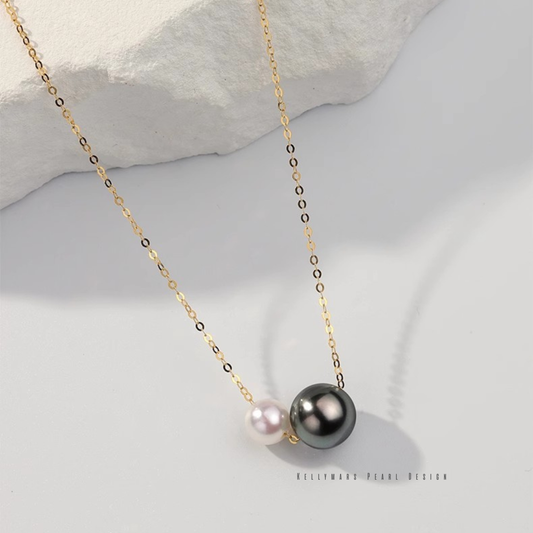 Solene – 5–9.5mm Tahitian & Akoya Pearl Statement Necklace in 18K Gold