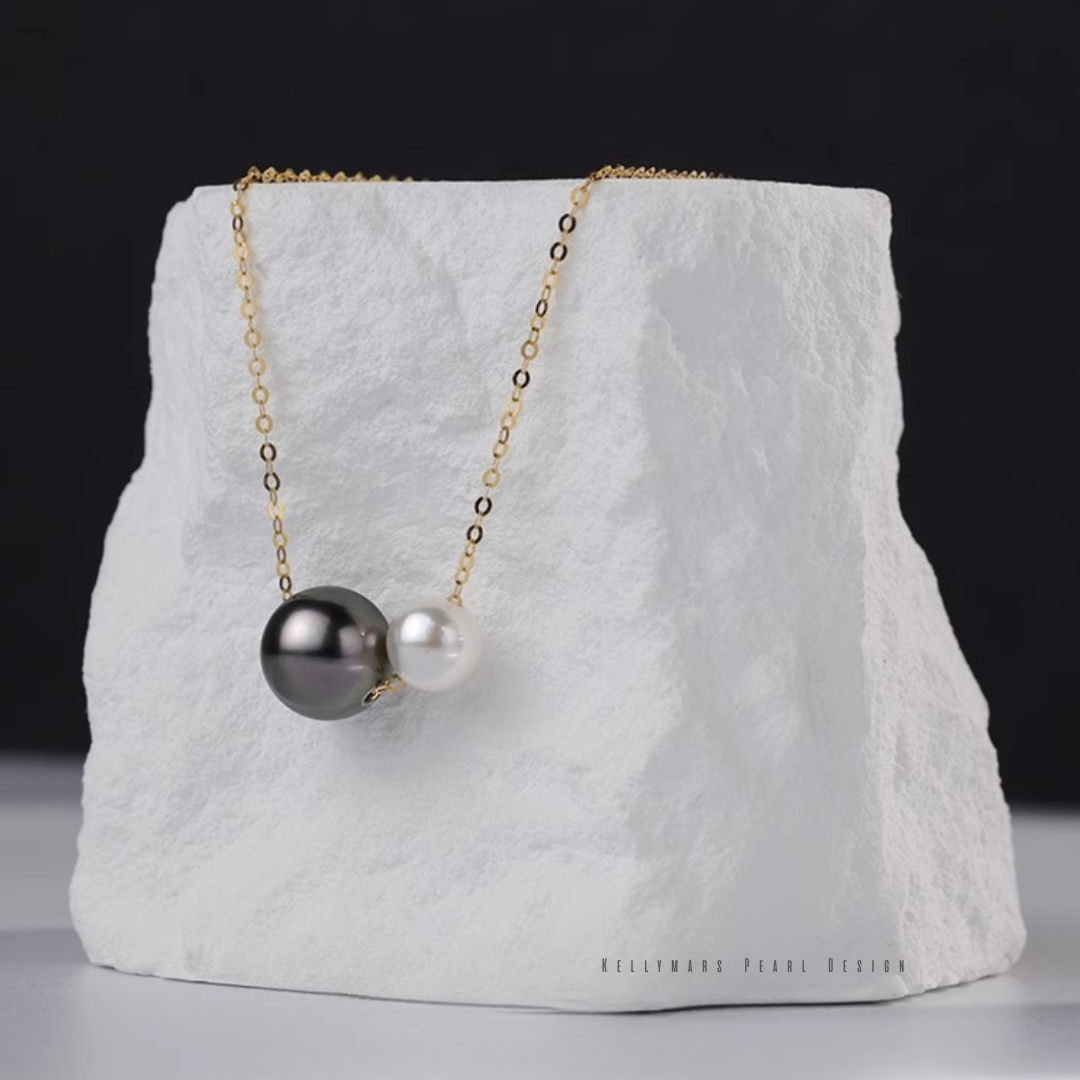 Solene – 5–9.5mm Tahitian & Akoya Pearl Statement Necklace in 18K Gold