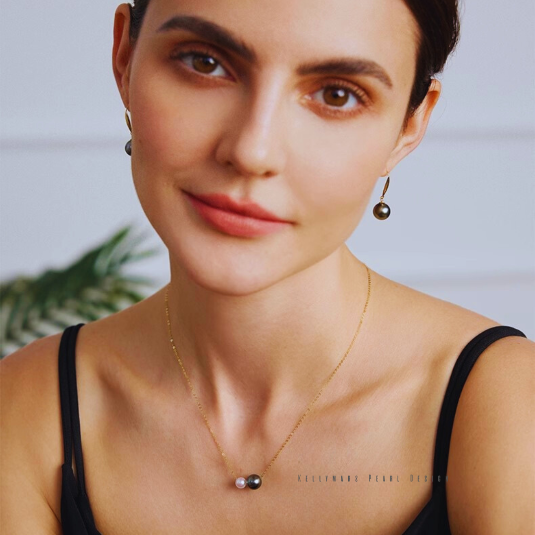 Solene – 5–9.5mm Tahitian & Akoya Pearl Statement Necklace in 18K Gold