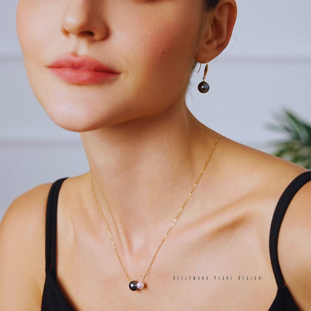 Solene – 5–9.5mm Tahitian & Akoya Pearl Statement Necklace in 18K Gold